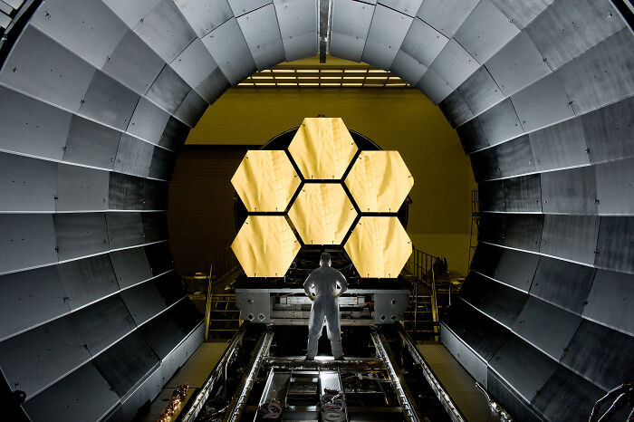 "Six Of The Primary Mirrors Of The James Webb Space Telescope Being Prepared For Acceptance Testing"