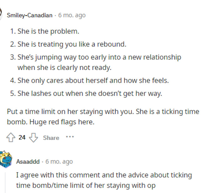 It's very important for OP to stay on guard during this time because some people are worried that his best friend is going to take advantage of him during her healing process.