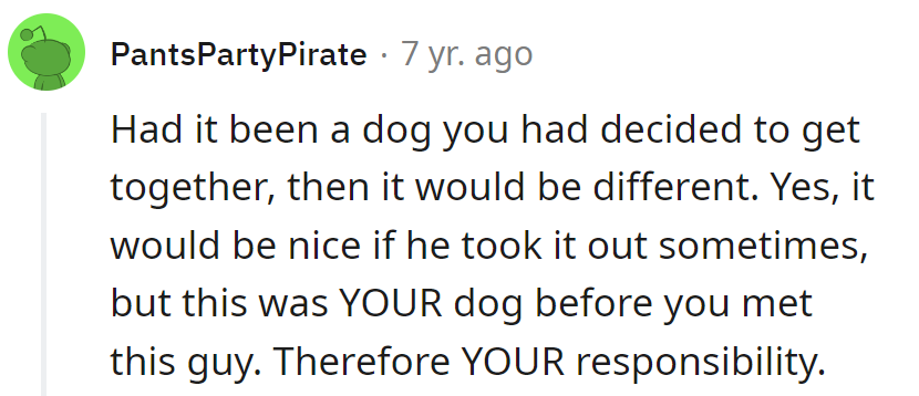 Well, looks like the dog's loyalty card doesn't transfer to relationships! Membership: Owner exclusive.