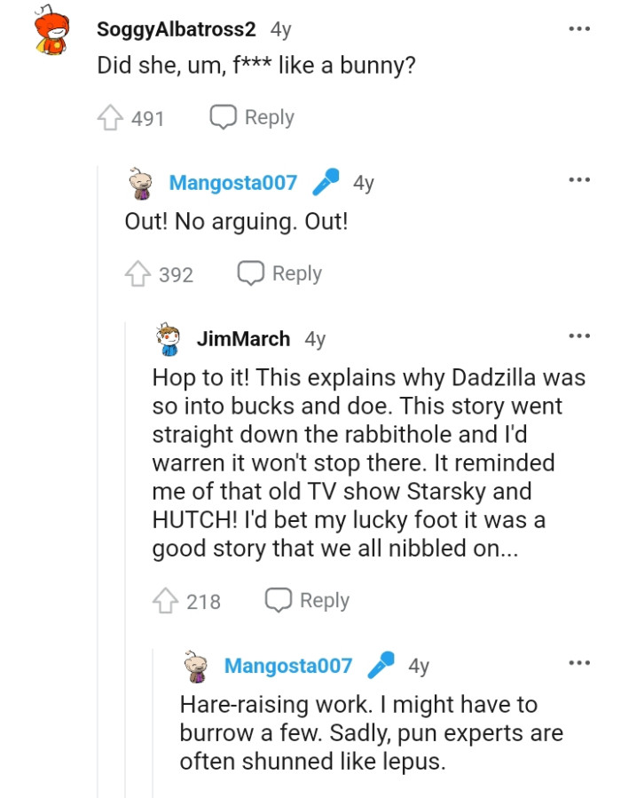This Redditor can bet it was a good story we all nibbled on