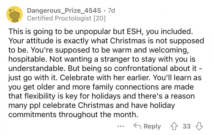 OP is supposed to be welcoming, warm, and hospitable.