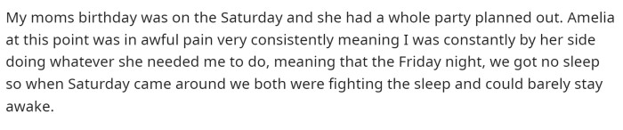 Of course, they didn't attend the party, and they didn't really tell anyone that they were having the baby because his wife was in so much pain.