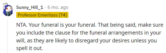 Right, include it in the will!