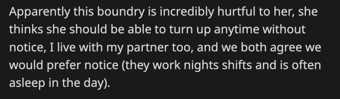 She also lives with her partner who agrees that there should be notice