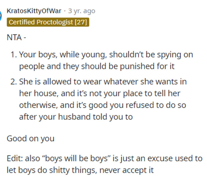 It seems like almost everyone agrees with OP in what she's saying here and how she reacted.