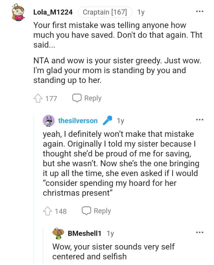 This redditor is glad her mom is standing up for her