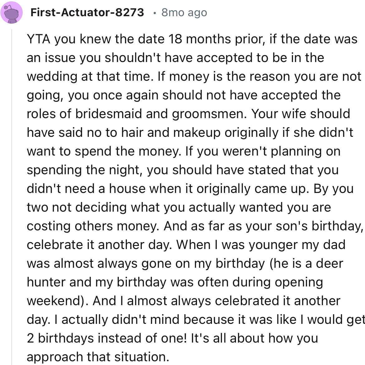 “YTA you knew the date 18 months prior; if the date was an issue, you shouldn't have accepted to be in the wedding at that time.”