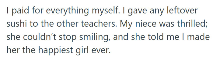 Seeing her niece light up with happiness made it clear this small act of kindness had meant the world.