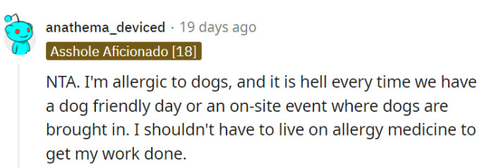 Transforming the office into an allergy arena is hardly a recipe for success.