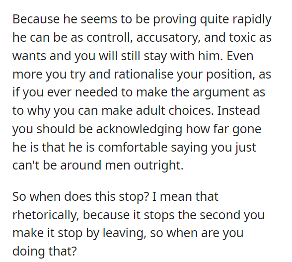 He Is Essentially Asking When She's Going to Leave Because This Is the Only Way That She Will Be Happy.
