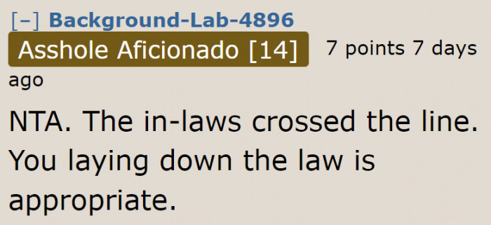 The OP needed to set boundaries.