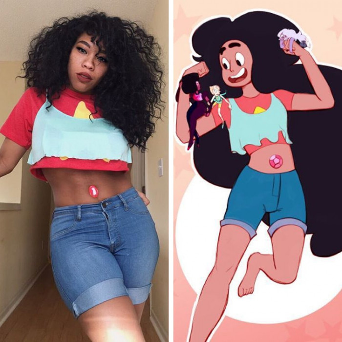 8. Kiera is here once again, and this time, she is cosplaying as the character Stevonnie from Steven Universe