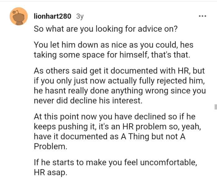 If he keeps pushing it, then it's an HR problem
