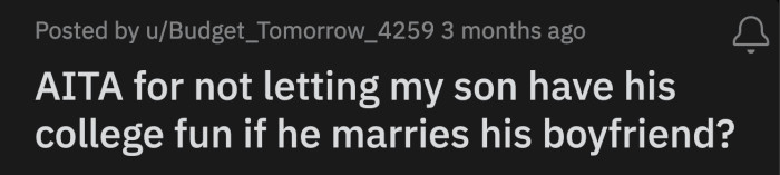 OP is not supportive of Cooper's decisions. He asked his son why these sudden changes.