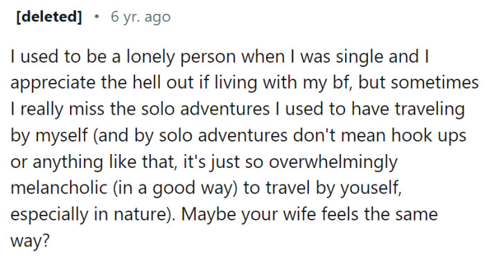 This Redditor can understand the wife
