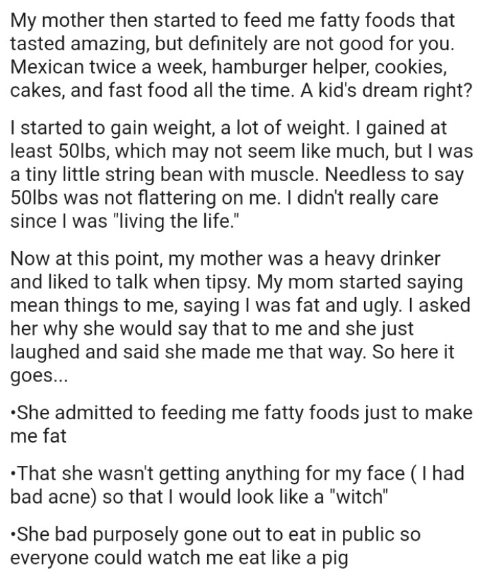 50 lbs was not flattering on her, but she didn't really care since she was 