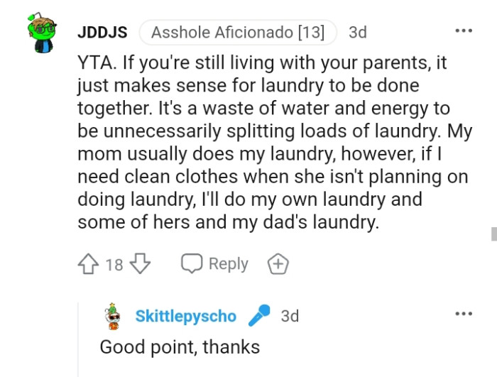 This Redditor's mom usually does their laundry