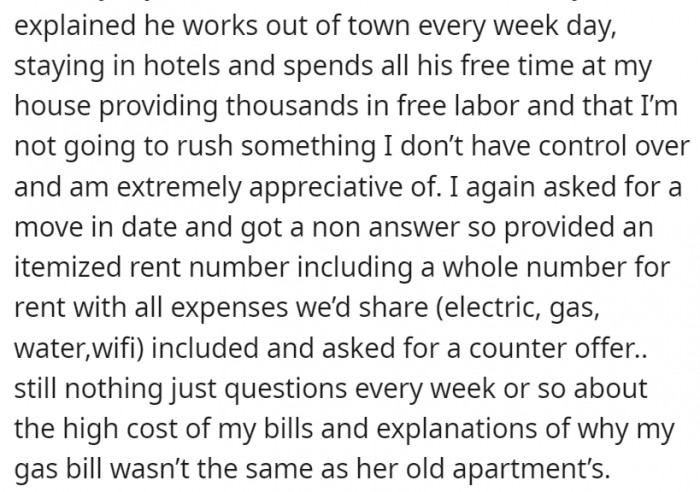 No matter how much OP tries to broach the subject of getting a final date and asking if her friend will move in or not, the friend evades the questions