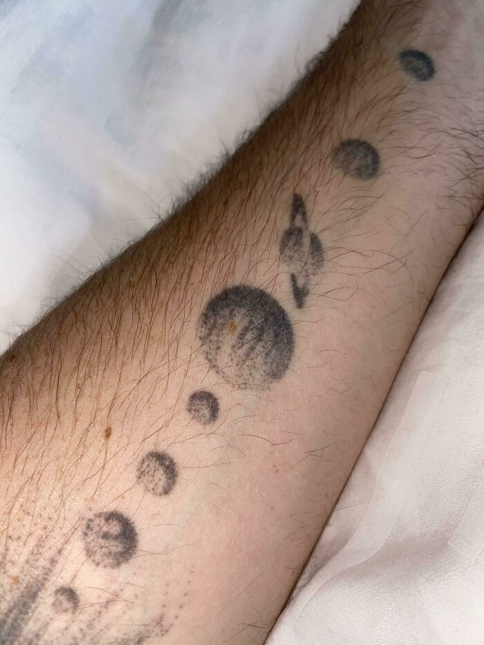 50. I Tattooed A Solar System On My Forearm And Later Got A Mole On Jupiter Which Now Represents Its Great Red Spot