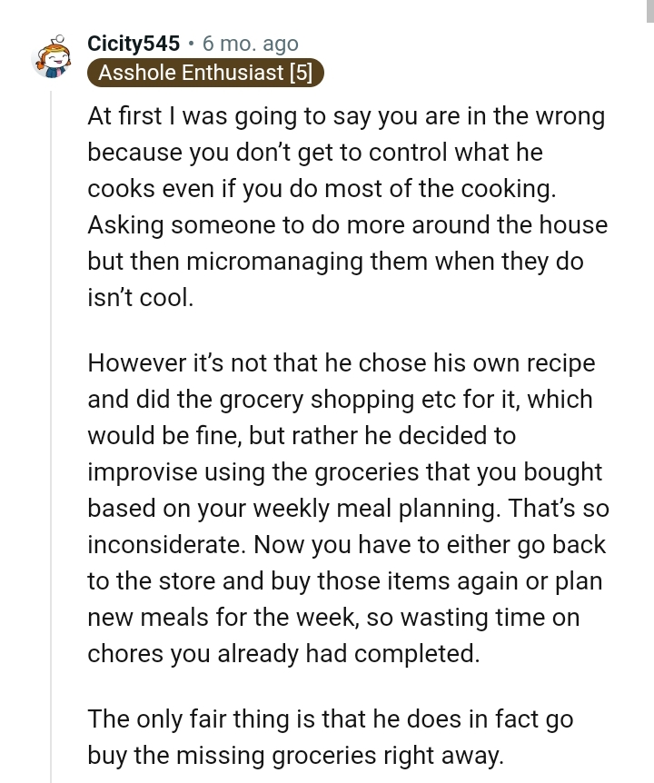 It's not that he chose his own recipe