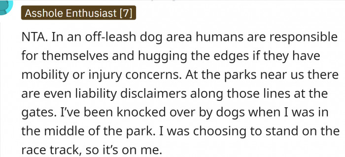 Humans take on responsibility when entering such parks.