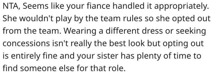 9. His fiancée's decision to opt-out is the right decision.