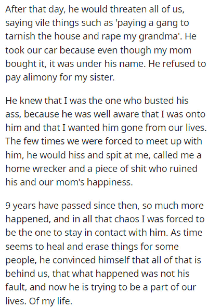 It's been 9 years since all of that happened, and OP is the only one in contact with him