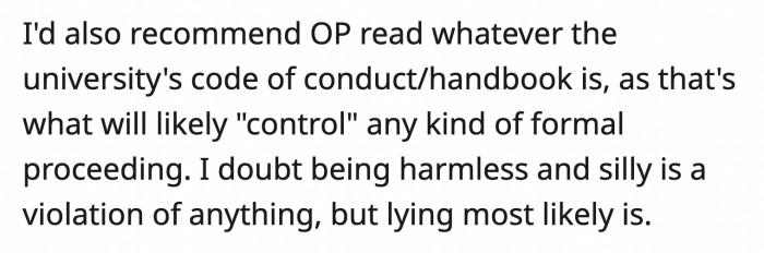 They also advised OP to read through her school's handbook to prepare herself before the meeting.