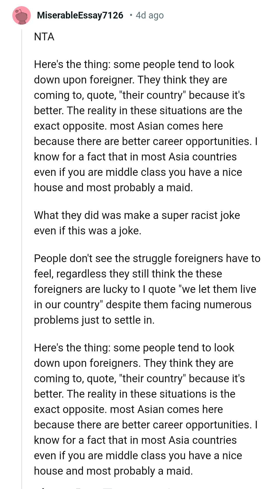 People don't see the struggles that foreigners go through