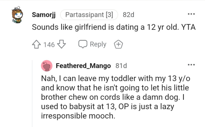 According to this Redditor, the girlfriend is just dating a twelve-year-old.