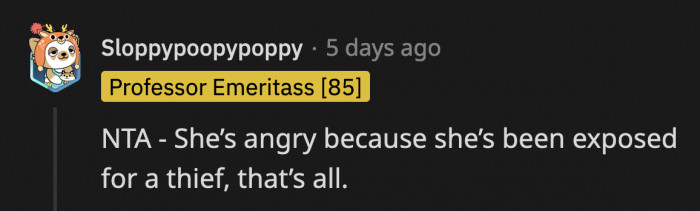 She wasn't upset about what she did; she's only mad because she got caught