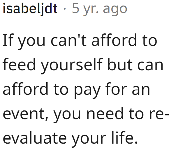 This person needs to reflect on his life decisions.