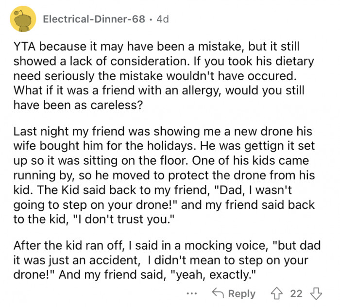 Would you have been so careless if it were an allergy?