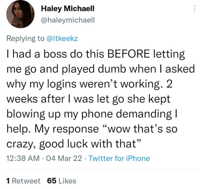 That response is such sweet revenge.