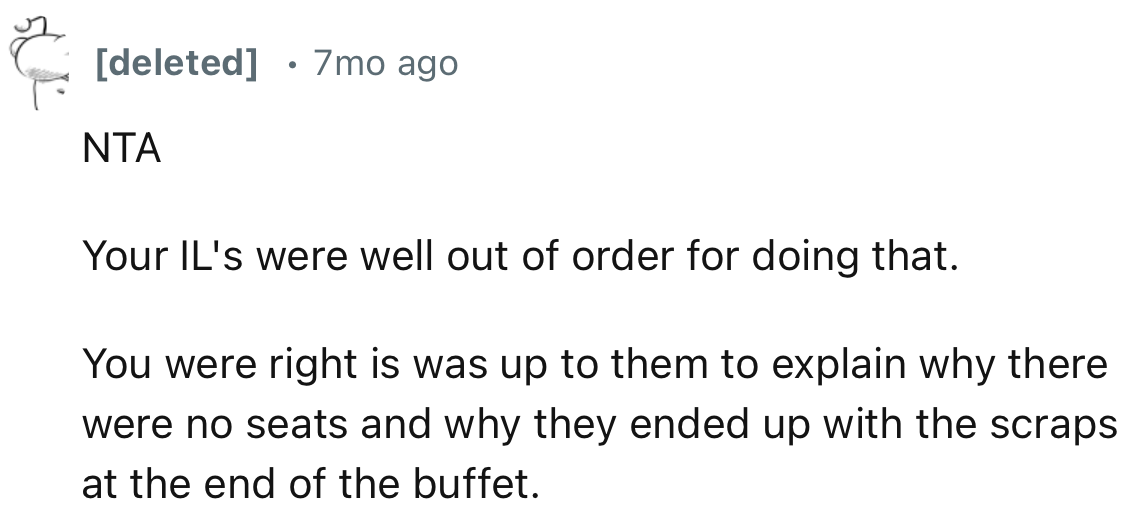 “NTA. Your IL's were well out of order for doing that.”