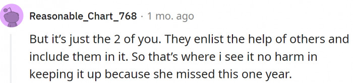 This Redditor sees no harm: