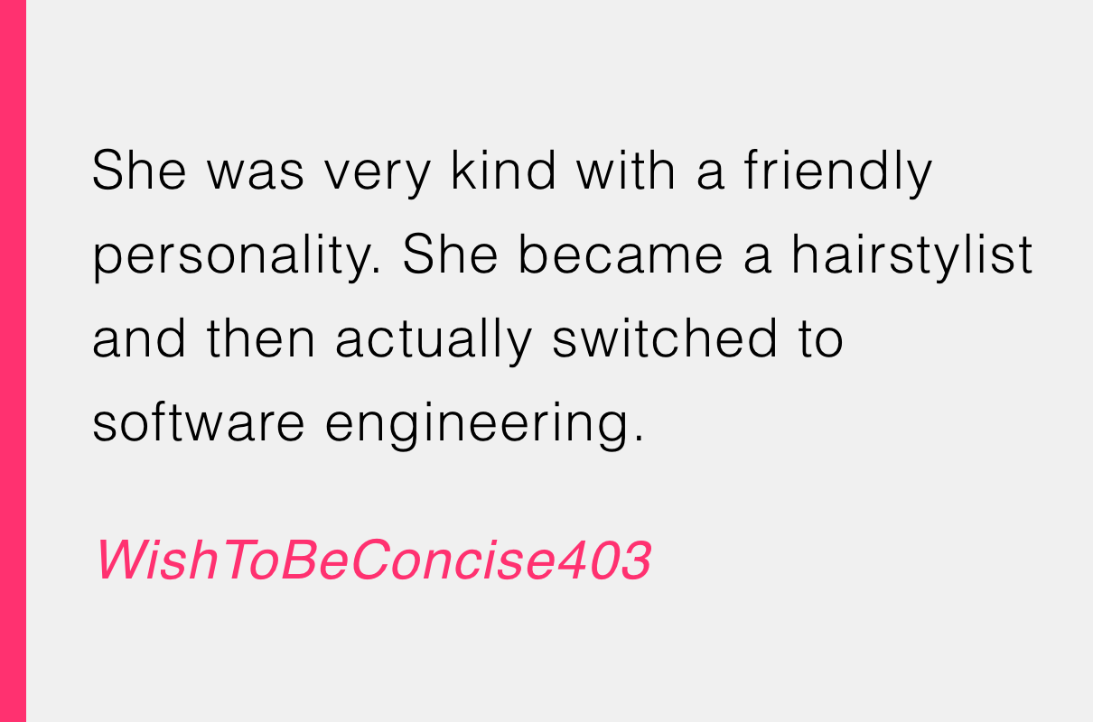 4. The gorgeous hairstylist who traded her shears for the keyboard—we love to see it!