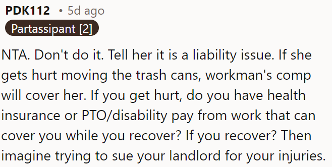 OP shouldn't do it—it's a liability issue.