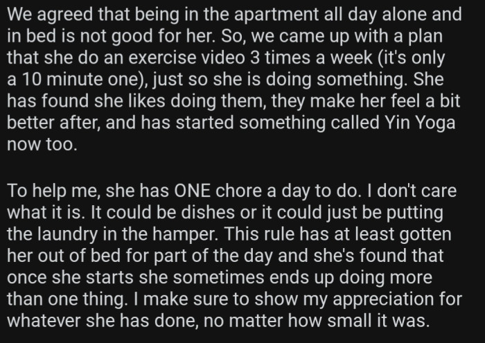 The GF started getting better little by little, thanks to her efforts.