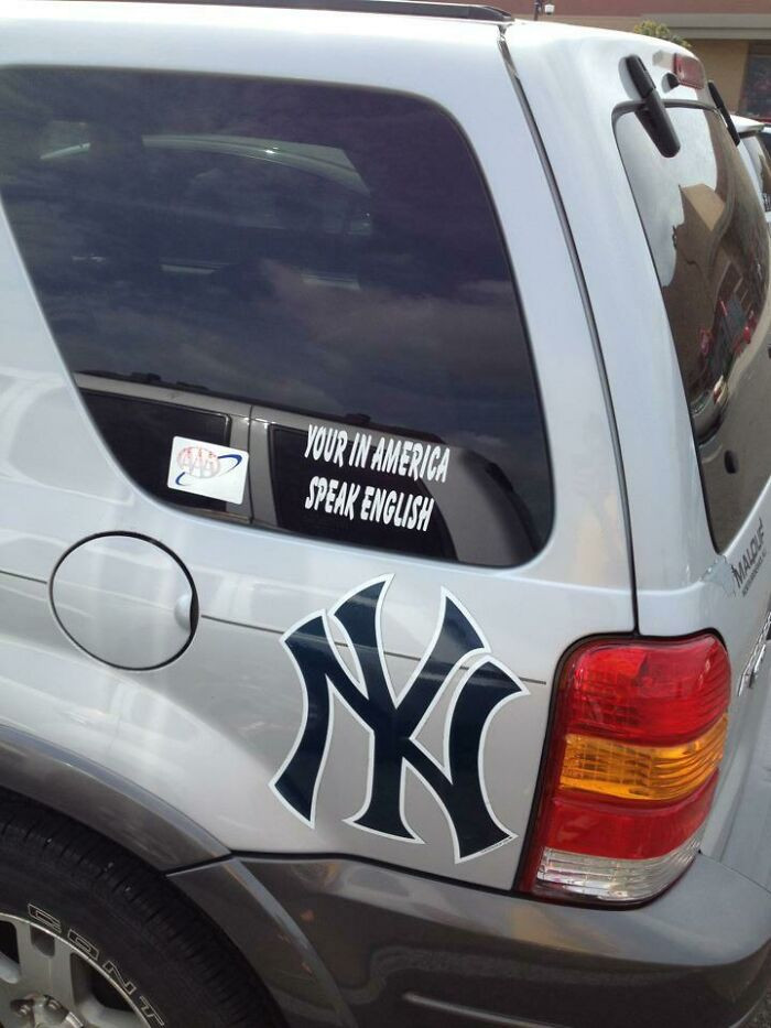 "Saw This In A Parking Lot. The Irony Almost Hurts"