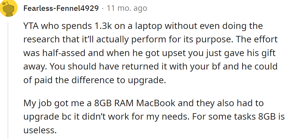 The OP was definitely in the wrong