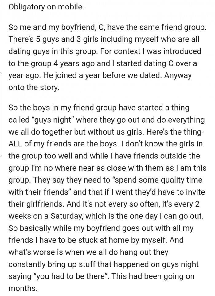 OP explained that the boys in her friend group are fond of doing a thing they call 