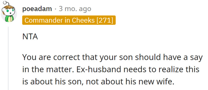 This is about the son, not the wife