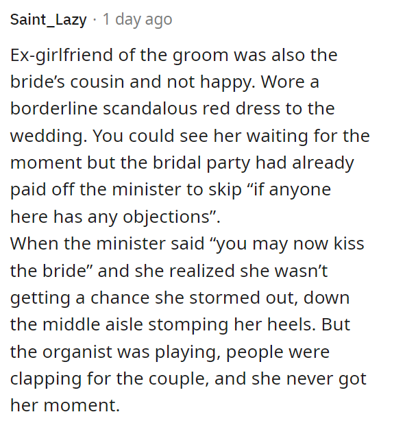 I don't get why you'd go to a wedding if you are not supportive of the couple.