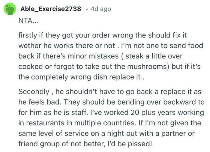 “They should be bending over backward to for him as he is staff.”