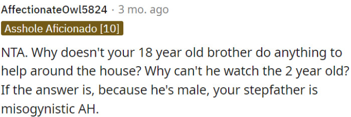 OP's stepdad has a problematic and sexist attitude