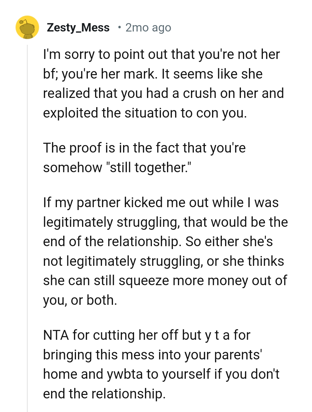 The OP's Crush on Her Is Being Exploited