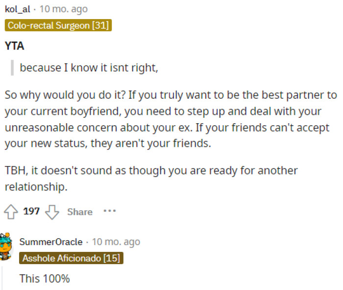 She knows that she's in the wrong, and this definitely sat badly with other people in the comments because it's clear that she knows she's in the wrong.