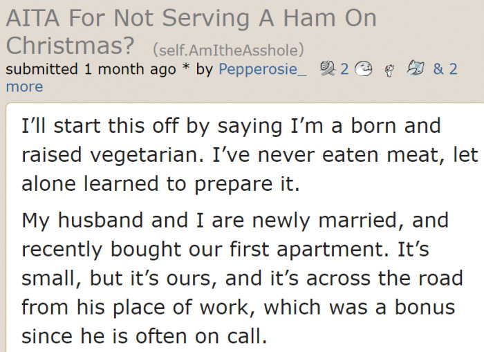 The OP opens the post with how she was raised.