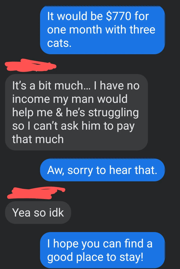 Total is $770, and OP isn’t willing to negotiate lower